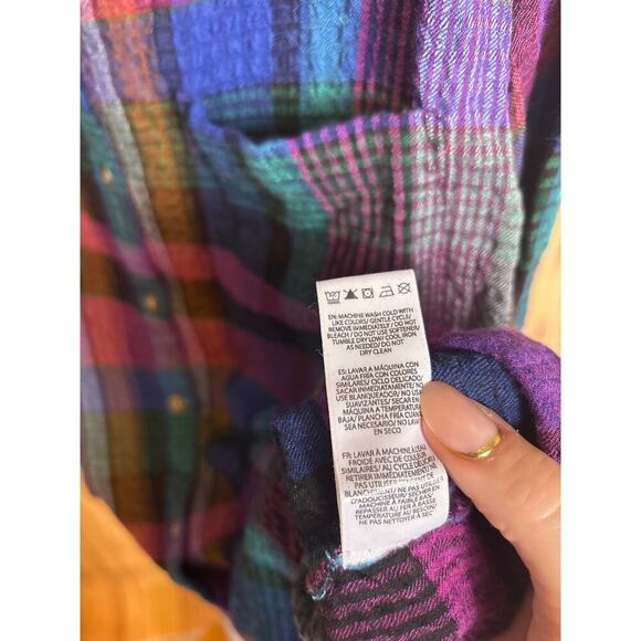 BeachLunchLounge Collection Button Up Gauzey Shirt Jewel Tone Color Women's XL - Picture 6 of 6